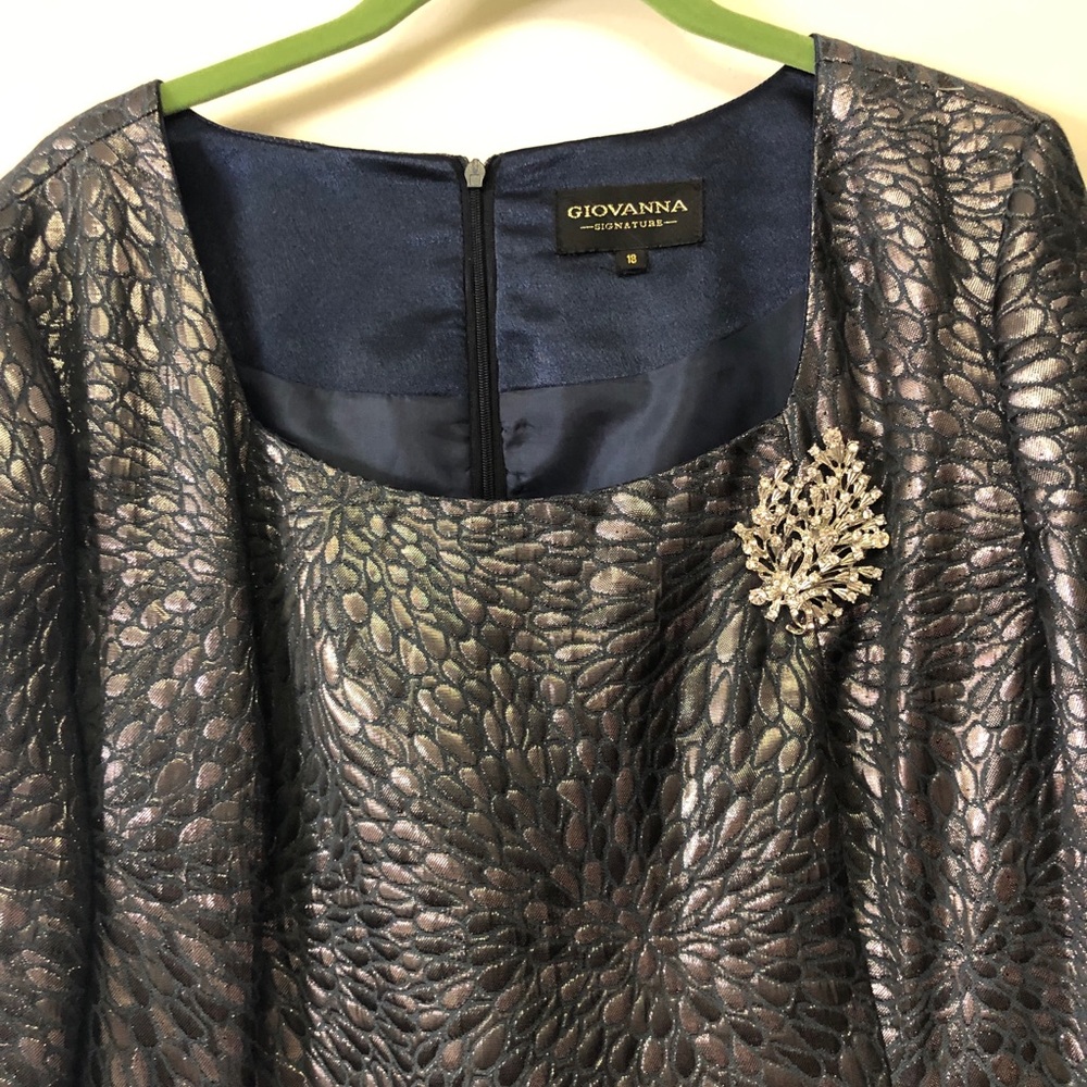 Giovanna Signature Navy Silver Party Dress 18 NWT